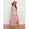 imageGRACE KARIN Womens Summer Dresses 2024 Halter Neck Sleeveless Smocked Backless Cut Out Floral Flowy A Line Maxi DressPink Purple