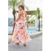 imageGRACE KARIN Womens Summer Dresses 2024 Halter Neck Sleeveless Smocked Backless Cut Out Floral Flowy A Line Maxi DressPurple Pink