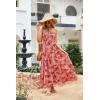 imageGRACE KARIN Womens Summer Dresses 2024 Halter Neck Sleeveless Smocked Backless Cut Out Floral Flowy A Line Maxi DressRed White