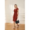 imageGRACE KARIN Womens Summer Midi Dresses Cap Sleeve Tie Waist Work Dress Slit VNeck Bodycon Dress Business Casual OutfitsBrown Red