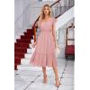 imageGRACE KARIN Womens V Neck Ruffle Sleeve Summer Dress 2024 Split Flowy Tiered Midi Dress Wedding Guest Cocktail DressesLight Pinkplain