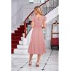 imageGRACE KARIN Womens V Neck Ruffle Sleeve Summer Dress 2024 Split Flowy Tiered Midi Dress Wedding Guest Cocktail DressesLight Pinkplain