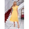 imageGRACE KARIN Womens V Neck Ruffle Sleeve Summer Dress 2024 Split Flowy Tiered Midi Dress Wedding Guest Cocktail DressesLight Yellowplain