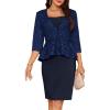 imageGRACE KARIN Womens 2024 Bodycon Dress Mother of The Bride Dresses Formal Dress Two Piece Dress with Sequin Lace JacketNavy Blue