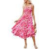 imageGRACE KARIN Womens 2024 Summer Floral Boho Dress Square Neck Strapped Swing A Line Beach Long Maxi DressRose Red