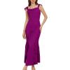 imageGRACE KARIN Womens Cowl Neck Sleeveless Ruffled Fishtail Dress High Slit Bodycon Cocktail Party Maxi DressRose Purple