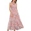 imageGRACE KARIN Womens Summer Dresses 2024 Halter Neck Sleeveless Smocked Backless Cut Out Floral Flowy A Line Maxi DressPink Purple