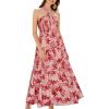 imageGRACE KARIN Womens Summer Dresses 2024 Halter Neck Sleeveless Smocked Backless Cut Out Floral Flowy A Line Maxi DressRed White