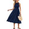 imageGRACE KARIN Womens Summer Sleeveless Tank Dress A Line Midi Dress Cotton Crewneck Casual Holiday Dress with PocketsDark Blue
