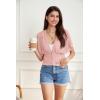 imageGRACE KARIN 2024 Women Short Sleeve Crochet Cardigan Summer Draped VNeck Bolero Shrug Sweater Hollow Out Beach Cover UpPink