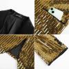 imageGRACE KARIN Mens Shiny Sequin Blazer One Button Suit Jacket Shawl Lapel Tuxedo Party Dinner PromGold