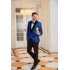 imageGRACE KARIN Mens Shiny Sequin Blazer One Button Suit Jacket Shawl Lapel Tuxedo Party Dinner PromRoyal Blue