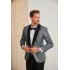 imageGRACE KARIN Mens Shiny Sequin Blazer One Button Suit Jacket Shawl Lapel Tuxedo Party Dinner PromSilver