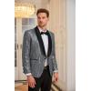 imageGRACE KARIN Mens Shiny Sequin Blazer One Button Suit Jacket Shawl Lapel Tuxedo Party Dinner PromSilver
