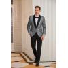 imageGRACE KARIN Mens Shiny Sequin Blazer One Button Suit Jacket Shawl Lapel Tuxedo Party Dinner PromSilver