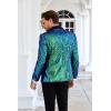 imageGRACE KARIN Mens Shiny Sequin Blazer One Button Suit Jacket Shawl Lapel Tuxedo Party Dinner PromSymphony Green