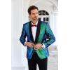 imageGRACE KARIN Mens Shiny Sequin Blazer One Button Suit Jacket Shawl Lapel Tuxedo Party Dinner PromSymphony Green