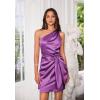 imageGRACE KARIN Women Satin Dress Cocktail One Shoulder Sleeveless Bodycon Tie Waist Party Mini DressesPurple