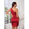 imageGRACE KARIN Women Satin Dress Cocktail One Shoulder Sleeveless Bodycon Tie Waist Party Mini DressesRed