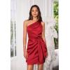 imageGRACE KARIN Women Satin Dress Cocktail One Shoulder Sleeveless Bodycon Tie Waist Party Mini DressesRed