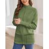 imageGRACE KARIN Womens Long Sleeve Zip Up Knit Cardigan with Pockets Stand Collar Full Zip Sweater Coat LightweightArmy Green