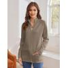 imageGRACE KARIN Womens Long Sleeve Zip Up Knit Cardigan with Pockets Stand Collar Full Zip Sweater Coat LightweightKhaki