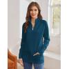 imageGRACE KARIN Womens Long Sleeve Zip Up Knit Cardigan with Pockets Stand Collar Full Zip Sweater Coat LightweightLake Blue