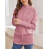 imageGRACE KARIN Womens Long Sleeve Zip Up Knit Cardigan with Pockets Stand Collar Full Zip Sweater Coat LightweightPink