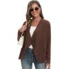 imageGRACE KARIN Womens Open Front Sweater Blazer Lapel Cardigan Sweater Long Sleeve Knitted Blazer Jackets with PocketsChocolate