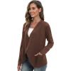 imageGRACE KARIN Womens Open Front Sweater Blazer Lapel Cardigan Sweater Long Sleeve Knitted Blazer Jackets with PocketsChocolate