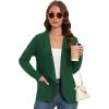imageGRACE KARIN Womens Open Front Sweater Blazer Lapel Cardigan Sweater Long Sleeve Knitted Blazer Jackets with PocketsDark Green