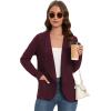 imageGRACE KARIN Womens Open Front Sweater Blazer Lapel Cardigan Sweater Long Sleeve Knitted Blazer Jackets with PocketsDark Purple