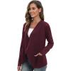 imageGRACE KARIN Womens Open Front Sweater Blazer Lapel Cardigan Sweater Long Sleeve Knitted Blazer Jackets with PocketsDark Purple