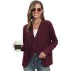 imageGRACE KARIN Womens Open Front Sweater Blazer Lapel Cardigan Sweater Long Sleeve Knitted Blazer Jackets with PocketsDark Purple