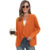 imageGRACE KARIN Womens Open Front Sweater Blazer Lapel Cardigan Sweater Long Sleeve Knitted Blazer Jackets with PocketsOrange