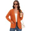 imageGRACE KARIN Womens Open Front Sweater Blazer Lapel Cardigan Sweater Long Sleeve Knitted Blazer Jackets with PocketsOrange