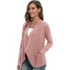 imageGRACE KARIN Womens Open Front Sweater Blazer Lapel Cardigan Sweater Long Sleeve Knitted Blazer Jackets with PocketsPink