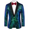 imageGRACE KARIN Mens Shiny Sequin Blazer One Button Suit Jacket Shawl Lapel Tuxedo Party Dinner PromSymphony Green