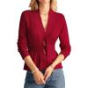 imageGRACE KARIN Women 2024 Button Down Lightweight Cardigan Casual Open Front Sweater Crochet Tops Knitted CoatRed