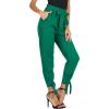 imageGRACE KARIN Womens Casual High Waist Pencil Pants with Pockets BowKnot Cropped Paper Bag Pants for WorkGreen