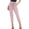 imageGRACE KARIN Womens Casual High Waist Pencil Pants with Pockets BowKnot Cropped Paper Bag Pants for WorkTea Rose