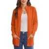 imageGRACE KARIN Womens Long Sleeve Zip Up Knit Cardigan with Pockets Stand Collar Full Zip Sweater Coat LightweightOrange