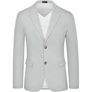 imageGRACE KARIN Casual Blazer for Men Slim Fit Mens Suit Jacket Lightweight Sport Coat Two ButtonLight Grey