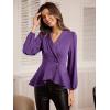 imageGRACE KARIN 2024 Womens Elegant Tops Long Sleeve Wrap Tops V Neck Formal Work Blouses Dressy ShirtsPurple