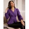 imageGRACE KARIN 2024 Womens Elegant Tops Long Sleeve Wrap Tops V Neck Formal Work Blouses Dressy ShirtsPurple