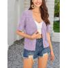 imageGRACE KARIN 2024 Womens Short Sleeve V Neck Cardigans Sweaters Open Front Knit Crochet Button Bolero Shrugs TopsPurple