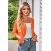 imageGRACE KARIN Womens 2024 Cropped Cardigan 34 Sleeve Lightweight Crochet Shrug HollowedOut Knit Sweater TopsOrange