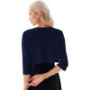 imageGRACE KARIN Womens 34 Sleeve Open Front Scalloped Knit Cropped Bolero Shrug CardiganDark Blue
