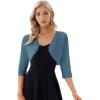 imageGRACE KARIN Womens 34 Sleeve Open Front Scalloped Knit Cropped Bolero Shrug CardiganGreey Blue
