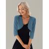 imageGRACE KARIN Womens 34 Sleeve Open Front Scalloped Knit Cropped Bolero Shrug CardiganGreey Blue